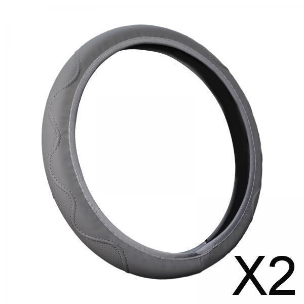 2xCar Steering Wheel Cover Comfortable to Grip Stylish for Women Men Universal Gray