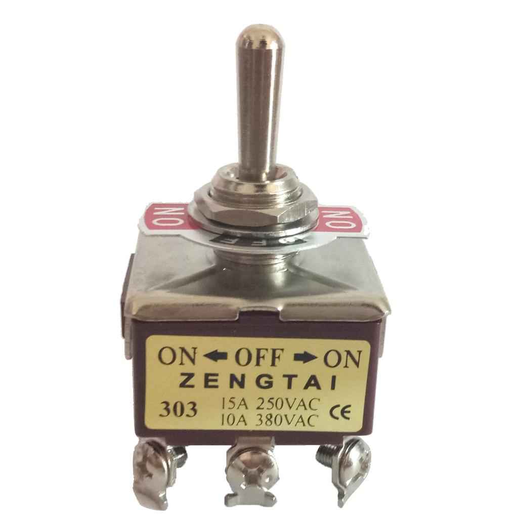 Toggle Switch, 3PDT On/Off/On 3 Position 9 Pins Latching, AC 250V, 15A/380V,10A