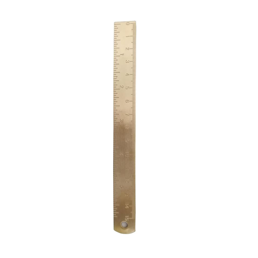 Vintage Brass Handy Straight Ruler Metal Copper Bookmark Dual Scales 6.5''