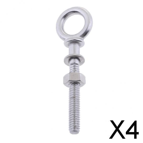 4x304 Stainless Steel Long Lifting Eye Bolt for Nut and Washer M4 x 40mm