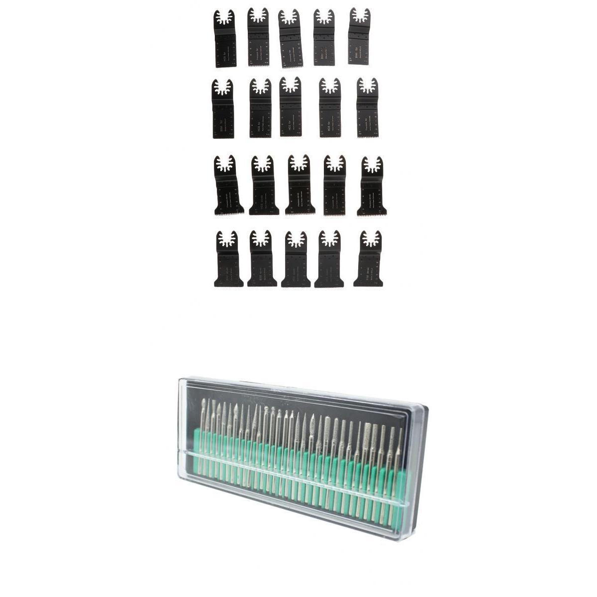30Pcs Grinding Head 3mm Shank + Set of 20Pcs Oscillating Saw Blade