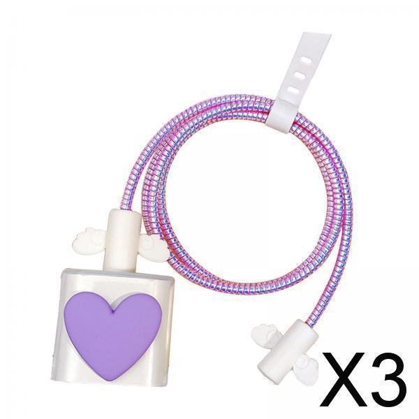 3xCharging Cable Protector Case Cable Accessories Charging Cord Protector Violet