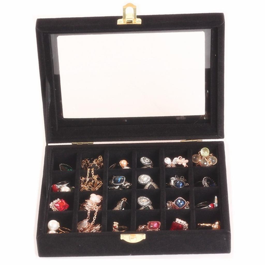 Jewelry Earring Display Case Storage Box Organizer Holder Gift 24slot Black