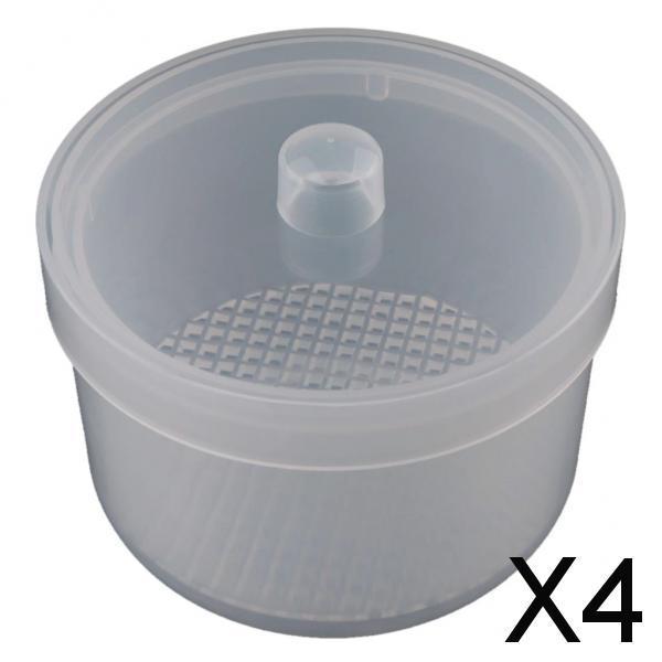 4xPlastic Nail Art Drill Bits Cleaning Storage Box Grinding Head Case Clear