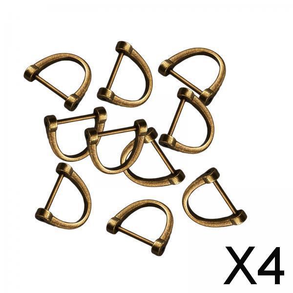 4x10 Pieces D Rings Keychain Horseshoe Buckles for DIY Backpacks Replacement Copper Colors