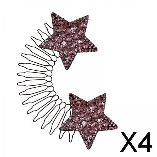 4xHair Clip Comb Hairpins for Girl Durable Hair Styling Tool for Long Hair Pink