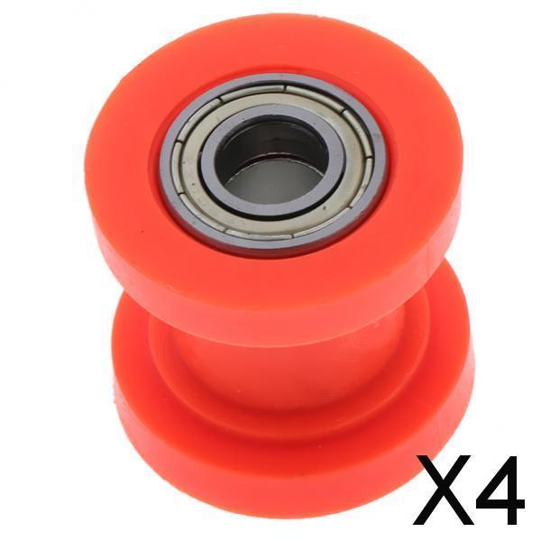 4xMotorcycle 10mm Chain Roller Pulley Tensioner Wheel Guide for Cars Orange
