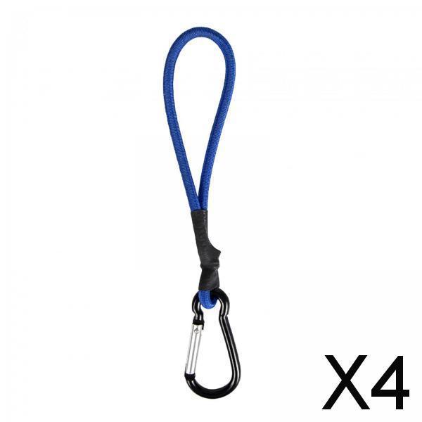 4xBungee Cord with Carabiner Hook Bungee Canopy Ties for Tarpaulin Tarps Tents Blue