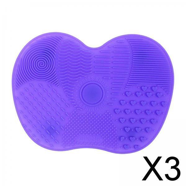 3xPortable Brush Cleaner Pad Foldable Professional Reusable Scrubber Mat Light Purple