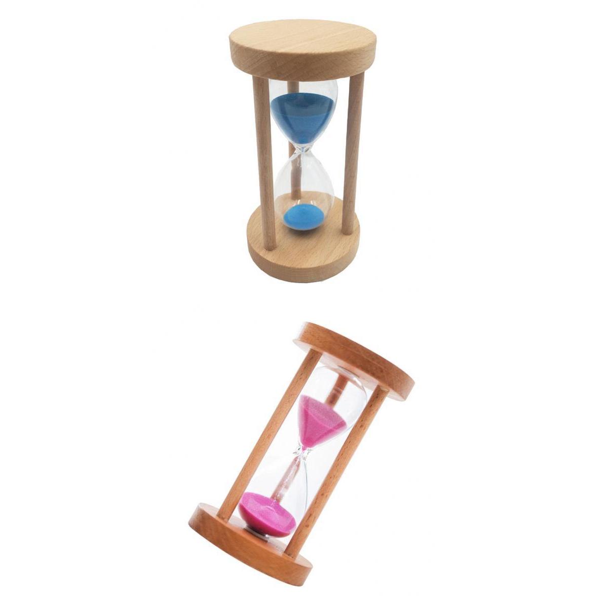 2pcs 10 & 15 Minutes Wooden Sandglass Hourglass Timer Clock Timing Exercise