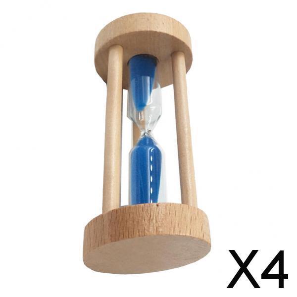 4xWooden Sandglass Hourglass Sand Clock Timers Desktop Clock 3 Minute Blue