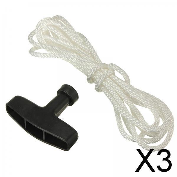 3xStarter Handle with Rope Mower Pull Cord Universal for Replacement Accessory 3m