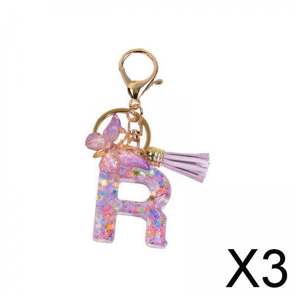 3xResin Keychain Ornaments Girls Women Gifts English Alphabet Keyring Keychain R