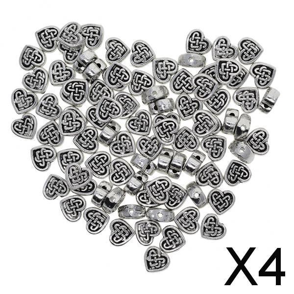 4x100pc Tibetan Silver Celtic Knot Heart Spacer Loose Beads Jewelry DIY Making