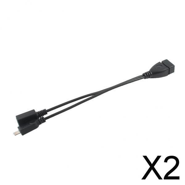 2xMicro USB Male to USB Female Host OTG Cable + Micro USB Adapter Y Splitter