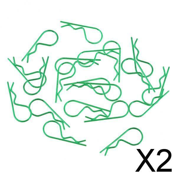 2x20Pcs Metal Large Body Shell Clips Pins For 1/8 1/10 HSP HPI RC Car Green