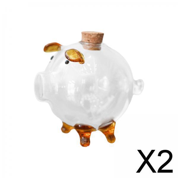 2xTransparent Piggy Bank Modern Money Saving Box for Birthday Gift Desktop