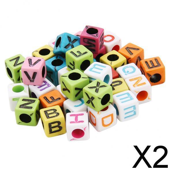 2x200Pcs Acrylic Alphabet Letter Bead Large Hole Loose Bead DIY Jewelry Making
