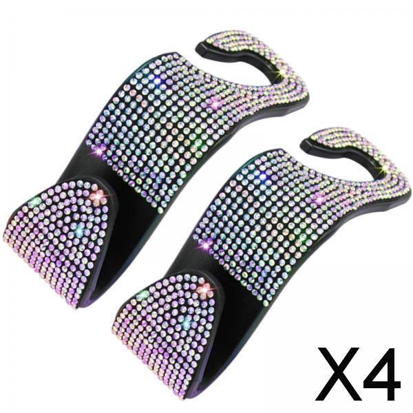4x2Count Rhinestone Diamond Car Seatback Storage Hook Hanger Colorful