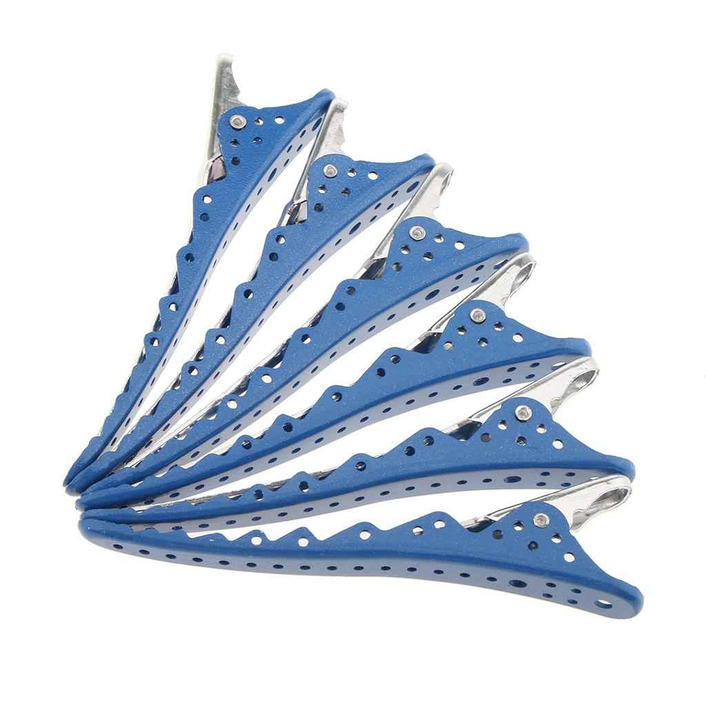 6 Pieces Hairdressing Salon Sectioning Clamp Hair Clips Hairpins Grip Blue