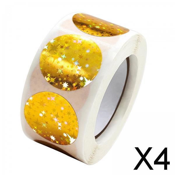 4x500x/Roll Self Adhesive Seal Stickers for Boutiques Greeting Card DIY Crafts Golden Style C