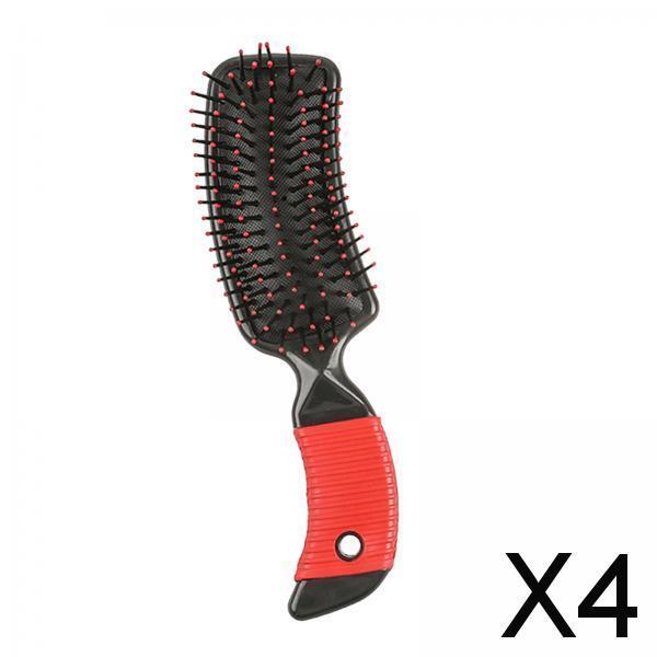 4xCushion Hairbrush Massage Comb Brush Detangling Comb for Salon Home Red