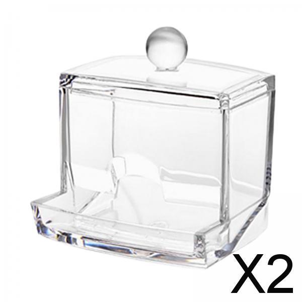 2xCotton Swabs Storage Box Portable Transparent Empty Practical Organization