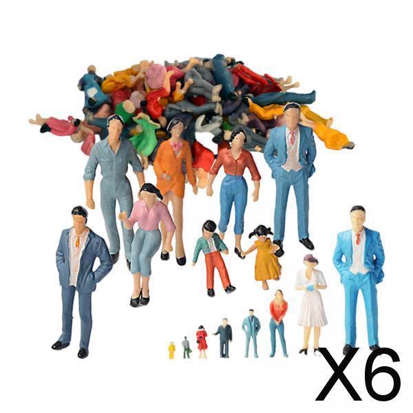 6xHand Painted Figures Assorted Poses Sand Table Tiny Scenery Decorative 100pcs 150th
