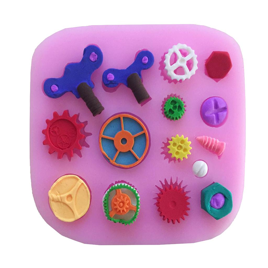 4xSilicone Fondant Cake Mold Sugarcraft Cake Decorating Mould Gear Screw Shape