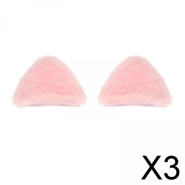 3xHelmet Decor Ears Decorative Portable Ornament for Biking Motorbiking Riding Cat Pink