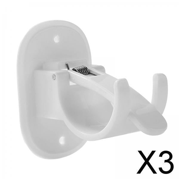 3xCurtain Rod Hooks No Drill Curtain Rod Brackets for Hotel Kitchen Livingroom White