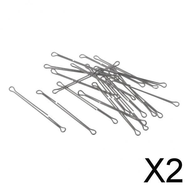 2x20pcs Double Eyed Wire Shank Waddington Shank for Fly Lure Tying Length 45mm