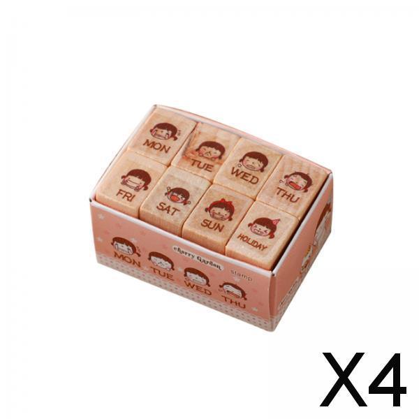 4x8x Wooden Stamps Multipurpose Week Stamps for Journals Stationery Art Crafts