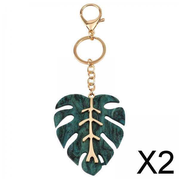 2xFashion Leaf Key Chain Men Boys Key Chain Hooks Gift Women  Blue 