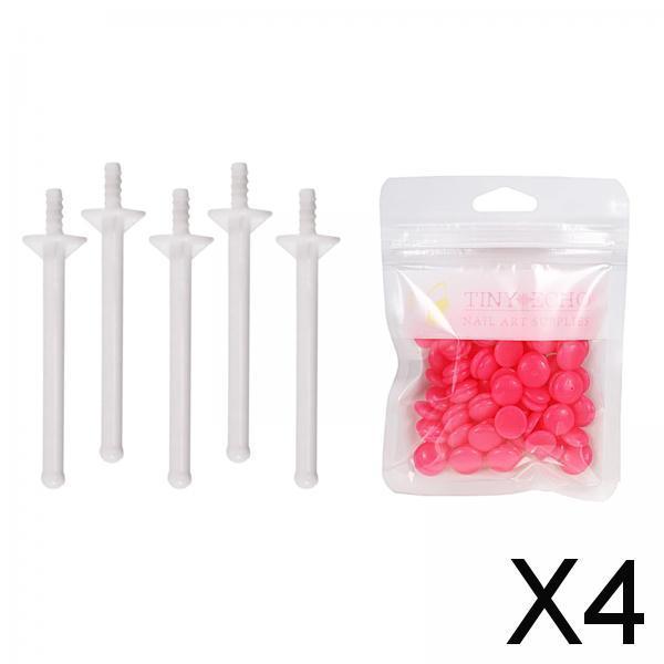 4x1Bag Depilatory Wax Waxing Beads Hair Removal Set & 5x Applicator Strawberry