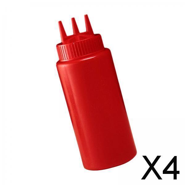 4x3 Hole Ketchup Bottle Portable Dispenser Bottle for Syrup Condiments Ketchup 450ml