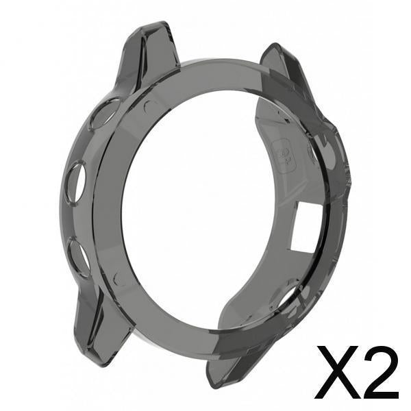 2xSilicone Full Cover Screen Protective Case For Garmin Fenix 6s  Black