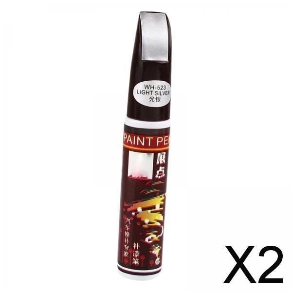 2xTouch up Auto Paint 2 in 1 Touch up Paint Pen Accessories Car Scratch Repair Light argent