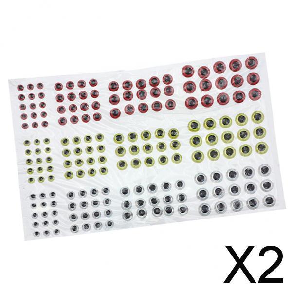 2x183pcs Fishing Lure Eyes 3D Holographic Eyes Fly Tying Jigs Crafts DIY Red Yellow Silvery