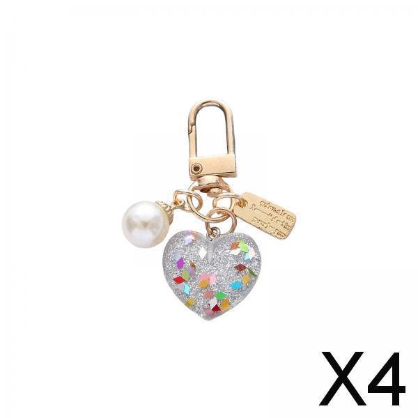 4xWomen Resin Heart Pendant Keychain Handbag Accessories Durable Lightweight