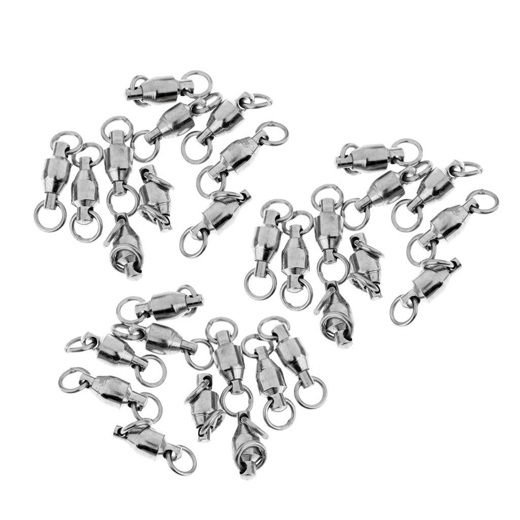 30Pcs Heavy Duty Ball Bearing Swivel Solid Rings Black Fishing Swivel 5#