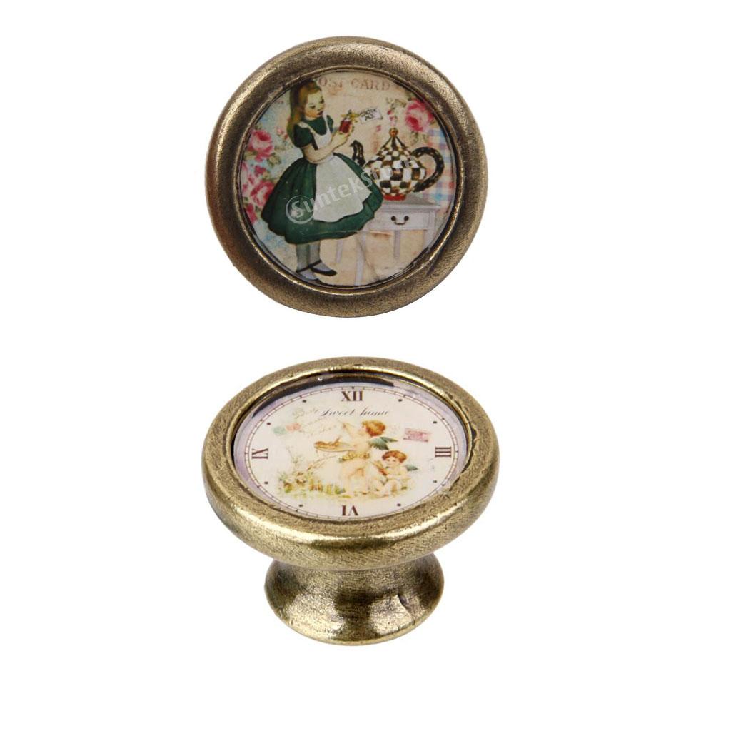 2 Pieces Girl Print Cabinet Door Drawer Handle Pull Knobs Furniture Hardware