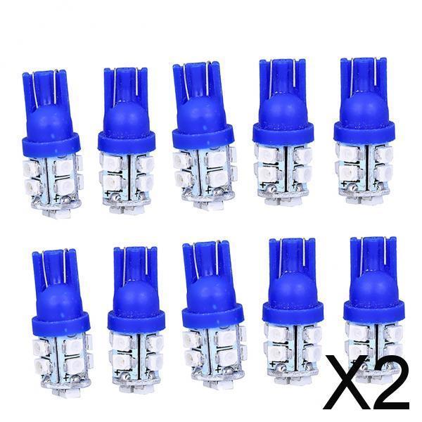 2x10 Pieces T10-3528-10SMD Ice Blue LED Wedge License Plate Light Bulbs