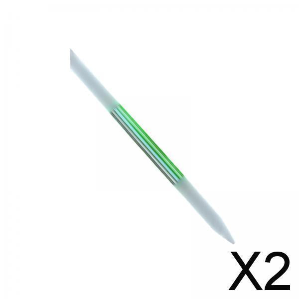 2xDual Ended Glass Cuticle Pusher Manicure Stick Tool Reusable for Nail Salons Green