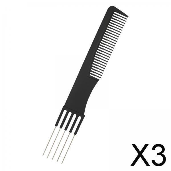 3xLift Teasing Comb with 5 Steel Pins for All Hair Types Hair Pick for Salon