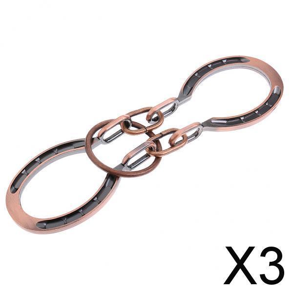 3xMetal Ring Solution Intellectual Deduction Unlock Puzzle Toys Red Copper