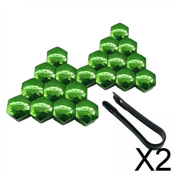 2x20 Pieces Car Wheel Nut Caps Covers Anti Rust Wheel Rim Cover Wheel Nut Caps Green 19mm