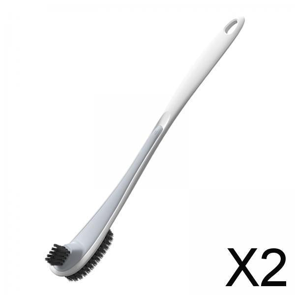 2xToilet Brush Long Handled Quick Drying WC Cleaner for Bathroom White