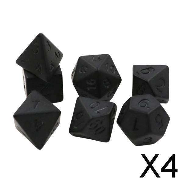 4x7 Pieces Polyhedral Dice black for Kids Toy Role Play Party Supplies