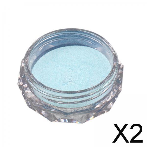2xChrome Nail Powder Iridescent Pearlescent Mirror Effect for Professionals Blue